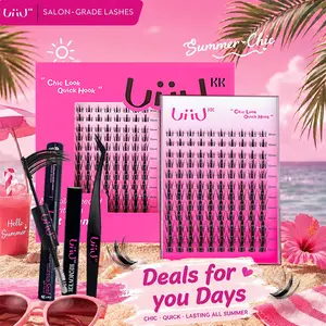 UiiUKK Fairy Chispa Lash Clusters Invisible Band DIY Lashes - Individual Clusters or Full Kit to Customize! -Wet Look Waterproof Eyelash Extension Wispy Manga Kawaii Doll Lashes Feline lash look Medusa Lash handmade lash summervibes beach essentials