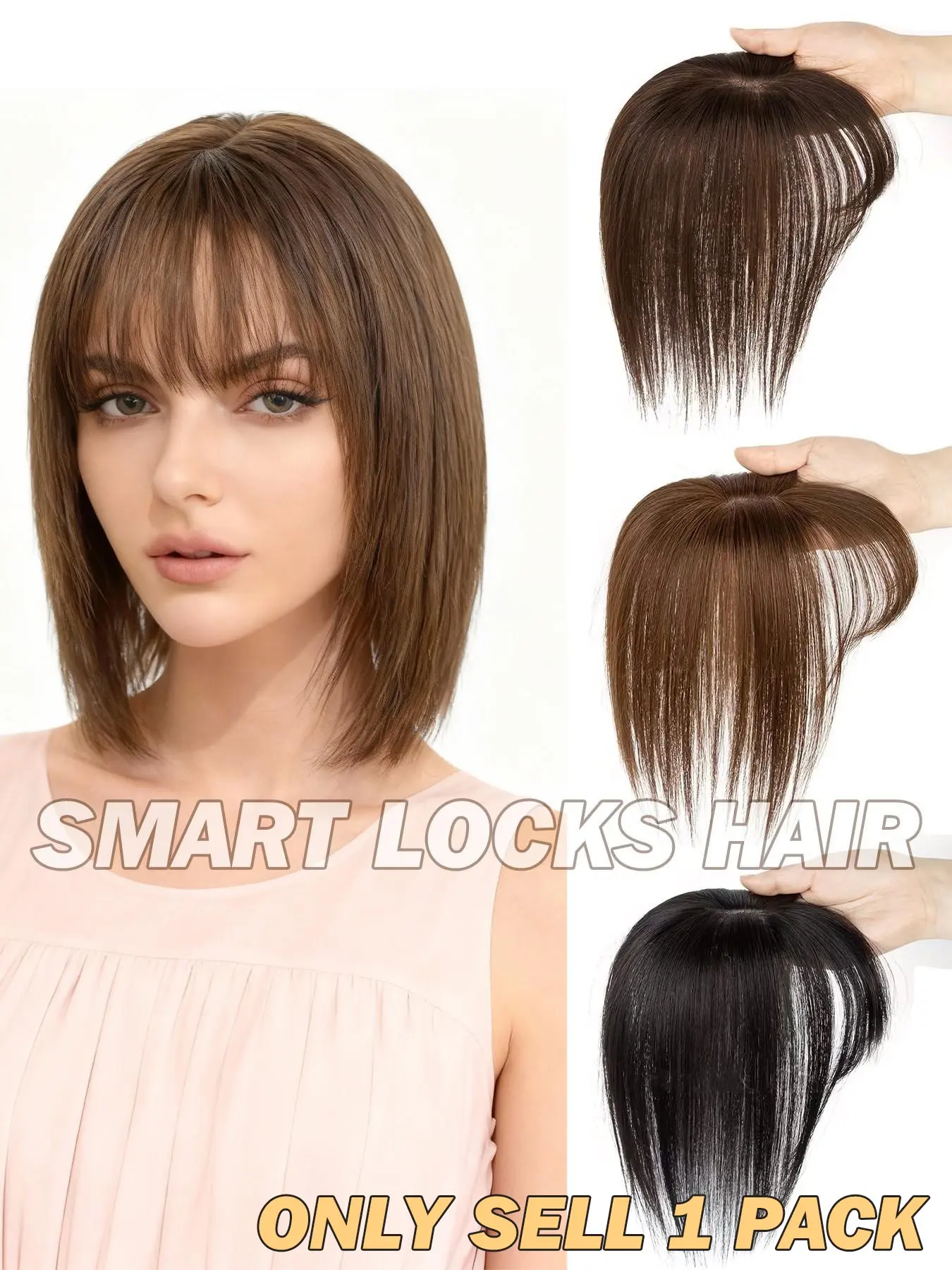 8-14 Inch Elegant Straight Bangs Wig, Unisex Adult, Suitable For Thinning Hair, Clip-In Hair Extensions To Add Volume And Coverage, Natural Looking Wig Piece, Hair Pieces, Hairpieces