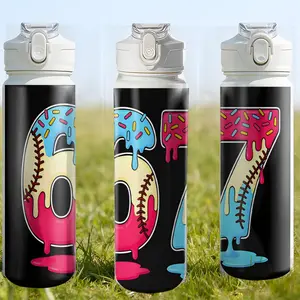 Baseball Number 67 Print Plastic Sports Water Cup, 750ML Reusable Leak-Proof Portable Travel Mug, Sports Drinking Bottle, Perfect Gift for Birthday Christmas Halloween Thanksgiving