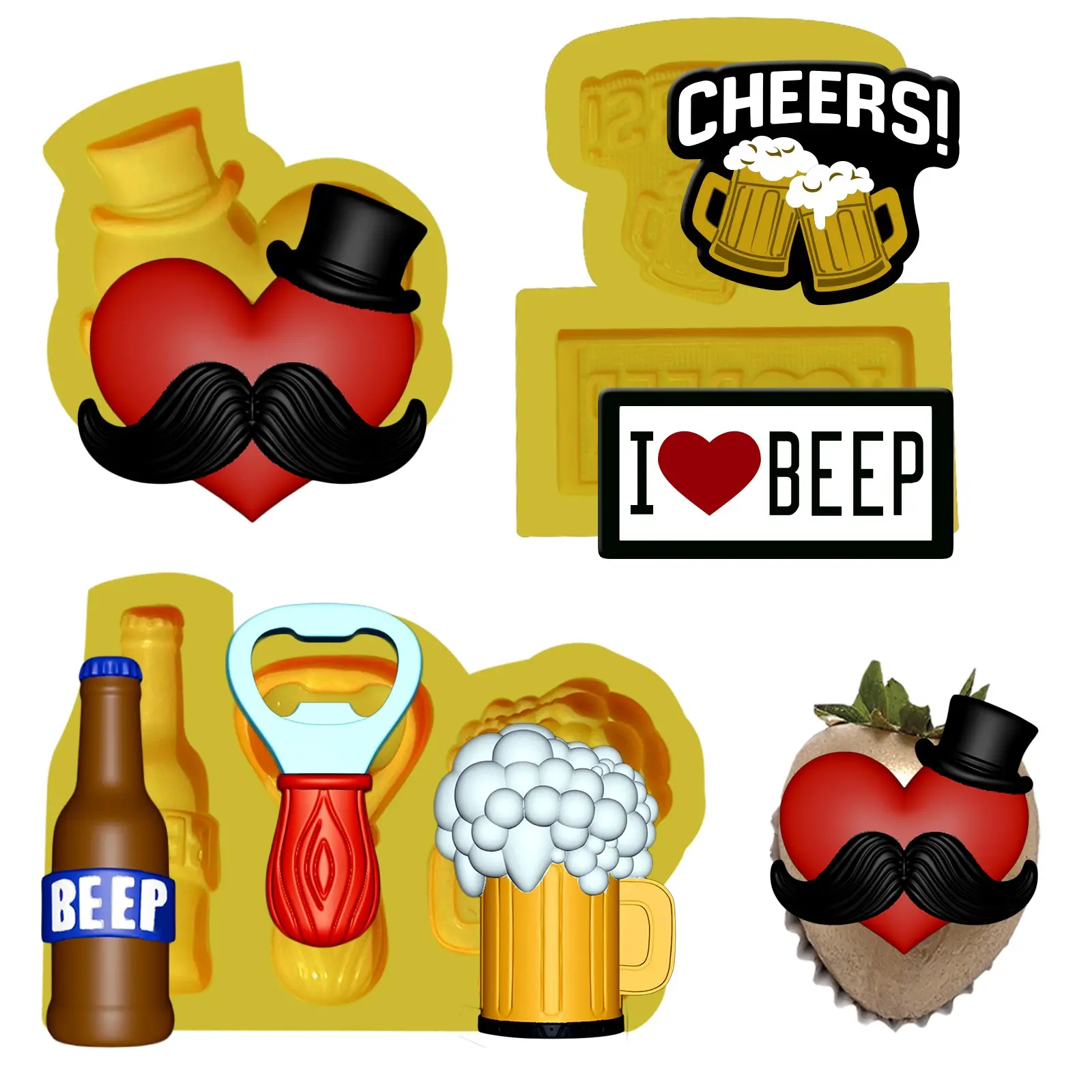 Silicone Mold Bee Bottle Chocolate Fondant Molds for Cupcake Topper Cake