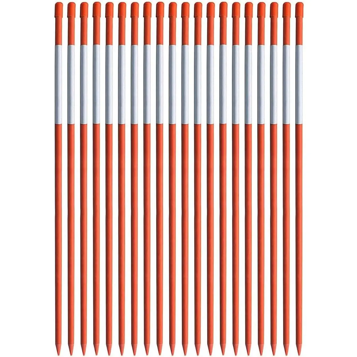20Pcs 5/16" Driveway Marker Reflective Driveway Poles Fiberglass Snow Stakes with Reflective Tape for Easy Visibility at Night (4Ft-20Pcs-Orange)