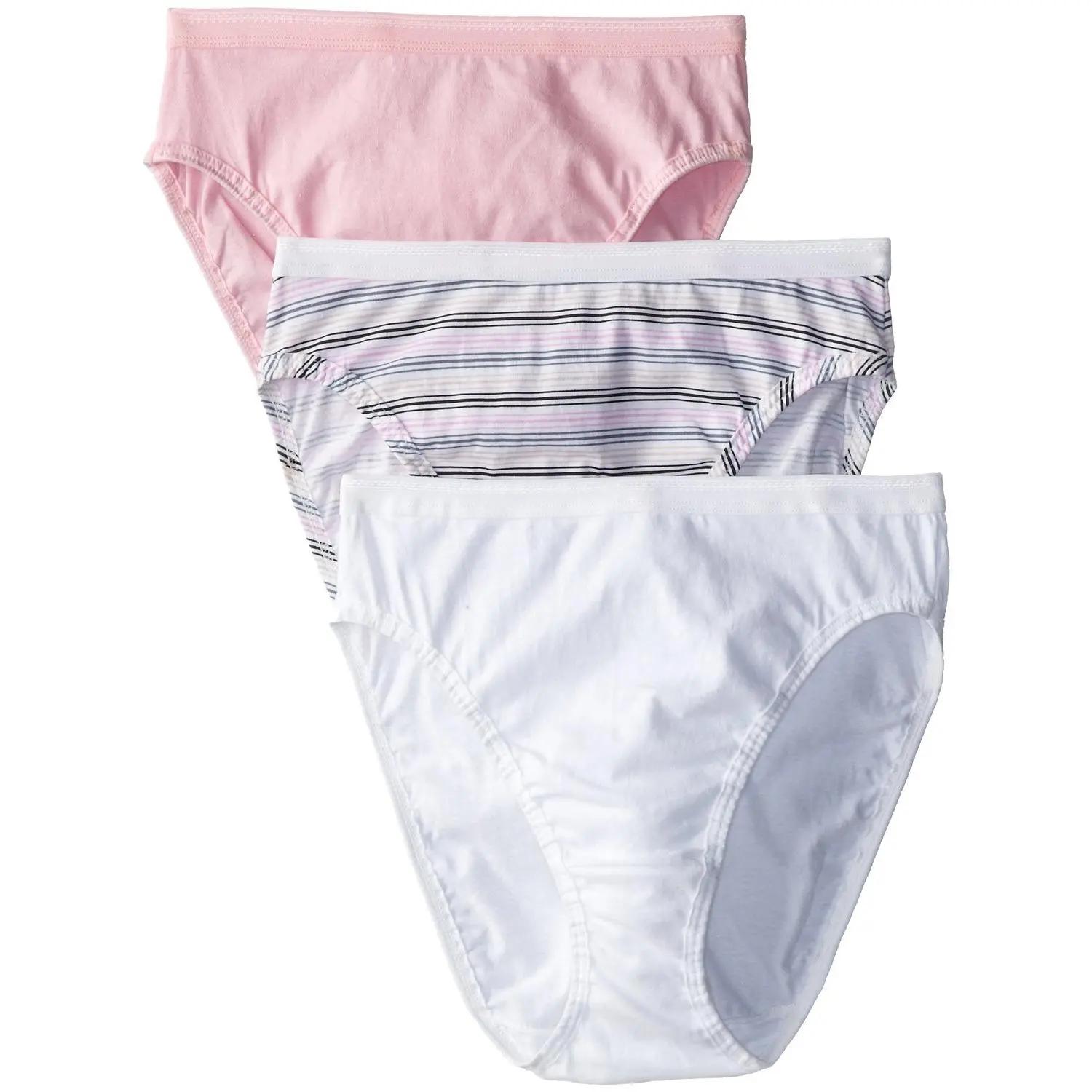 Fruit of the Loom Women`s 3 Pack Assorted Cotton Hi-Cut Panties