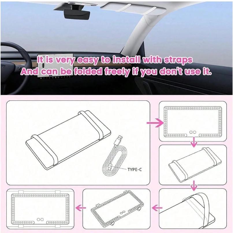 Car Sun Visor Makeup Mirror with LED Light 3 Modes 60 LEDs Rechargeable Dimmable Touch Control for Quick Touch-Ups Anytime Anywhere