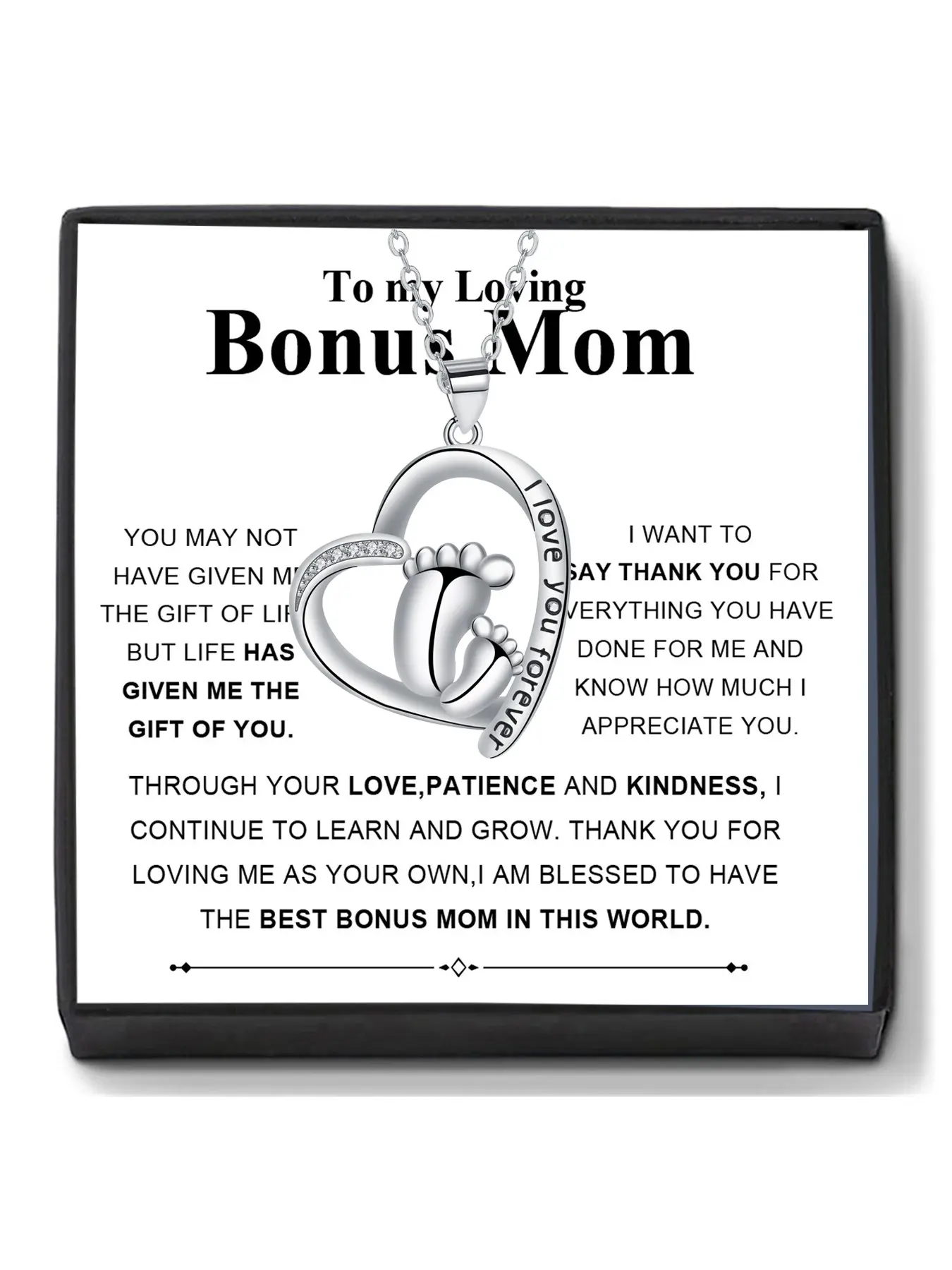 Mommy and Baby Feet Necklace With To My Loving Mom Message Card, Mother Heart Pendant Baby Footprint Necklace, Mom-to-Be Mother's Day Birthday Jewelry Gift for Mom New Mom, Sentimental Necklaces Heart Shaped Necklace
