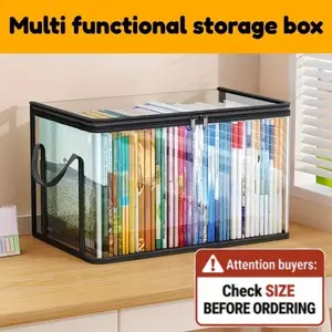 【 Free Shipping 】Large Clear Thick Plastic Storage Box with Hinged Lid,  Camping, Travel, Attic and MovingHeavy-Duty Durable High Capacity Organizer, Perfect for Home,