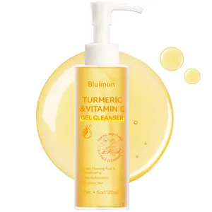 Turmeric Vitamin C Gel Cleanser 4 Fl Oz Deep Cleansing Hydrating Antioxidant Gentle Facial Wash for Skin Repair & Daily Moisture Care