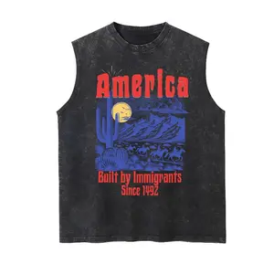 America Built By Immigrants Since 1492 Western Desert  Vintage Tank 90s Graphic Sleeveless Tank Tops Men Vest Streetwear Outfits Men Vacation Outfits Sleeveless Shirt