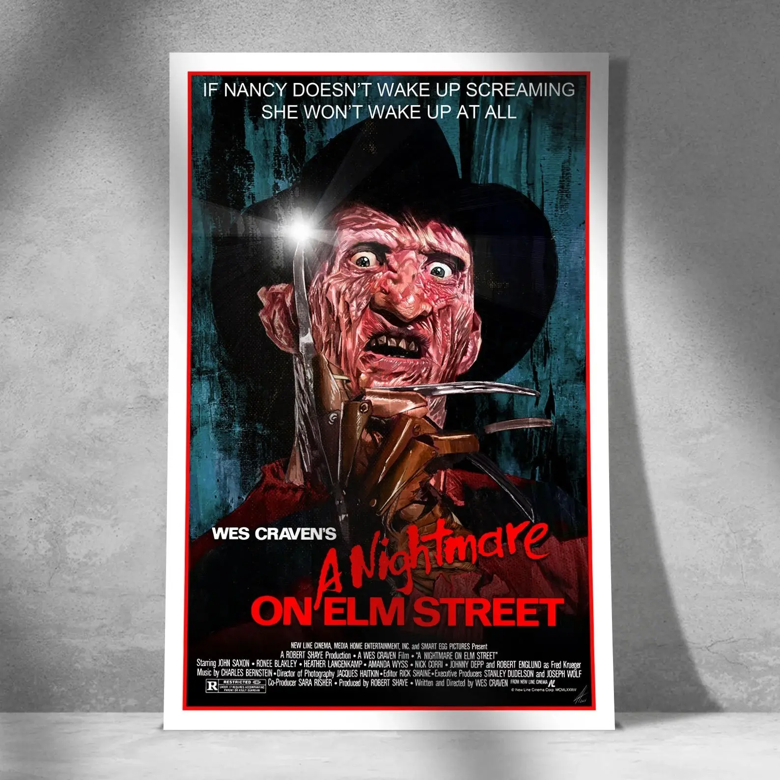 A Nightmare on Elm Street Movie Poster - Horror Classic Movie Wall Art For Halloween - Retro Scary Film Wall Decor