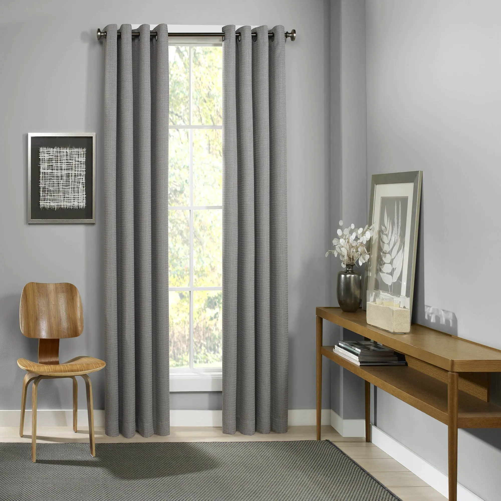 Eclipse Blackout Curtains for Bedroom - Palisade 52" x 108" Insulated Darkening Single Panel Grommet Top Window Treatment Living Room, Grey