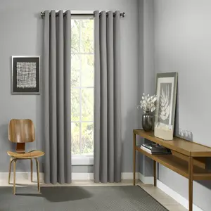 Eclipse Blackout Curtains for Bedroom - Palisade 52" x 108" Insulated Darkening Single Panel Grommet Top Window Treatment Living Room, Grey