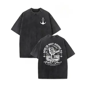 God Is Not Going To Fail You Isaiah 41 10 Anchor Nautical Religious Bible Verse Graphic Washed Cotton T Shirt Casual Streetwear for Men and Women Oversized Fit