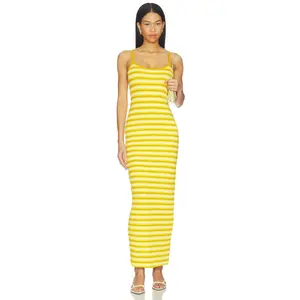 AFRM Ashlyn Cozy Rib Dress in Limelight Stripe
