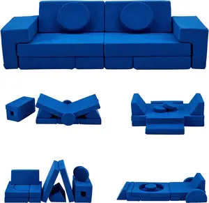 JOYMOR Kids Couch 14PCS, Modular Kids Play Couch, Multifunctional Foam Toddler Sofa,Climbing & Relaxation, Sectional Convertible Sofa Imaginative Furniture Play Set for Playroom