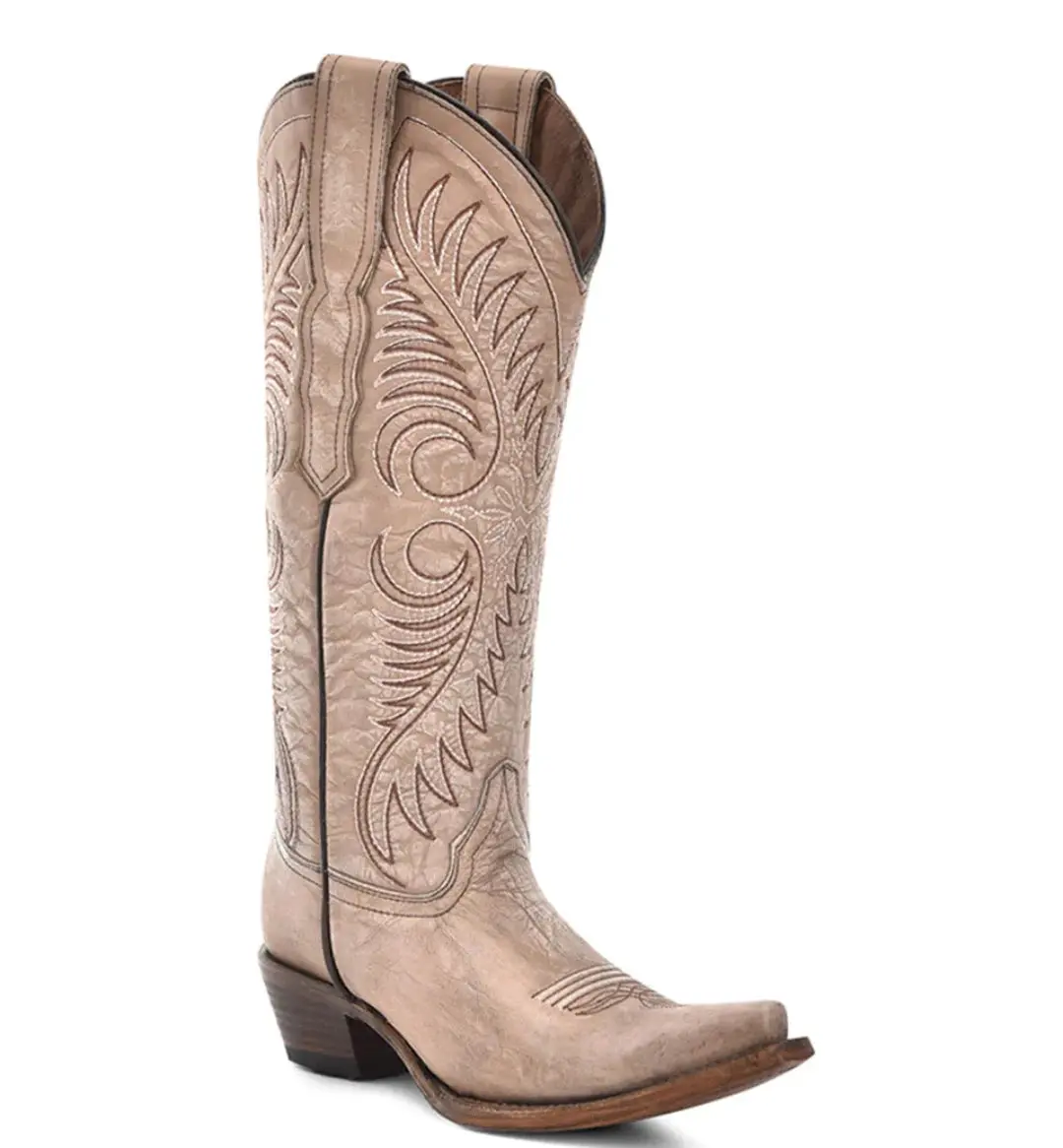 Circle G Women's Embroidery Sand Snip-Toe Cowboy Boot
