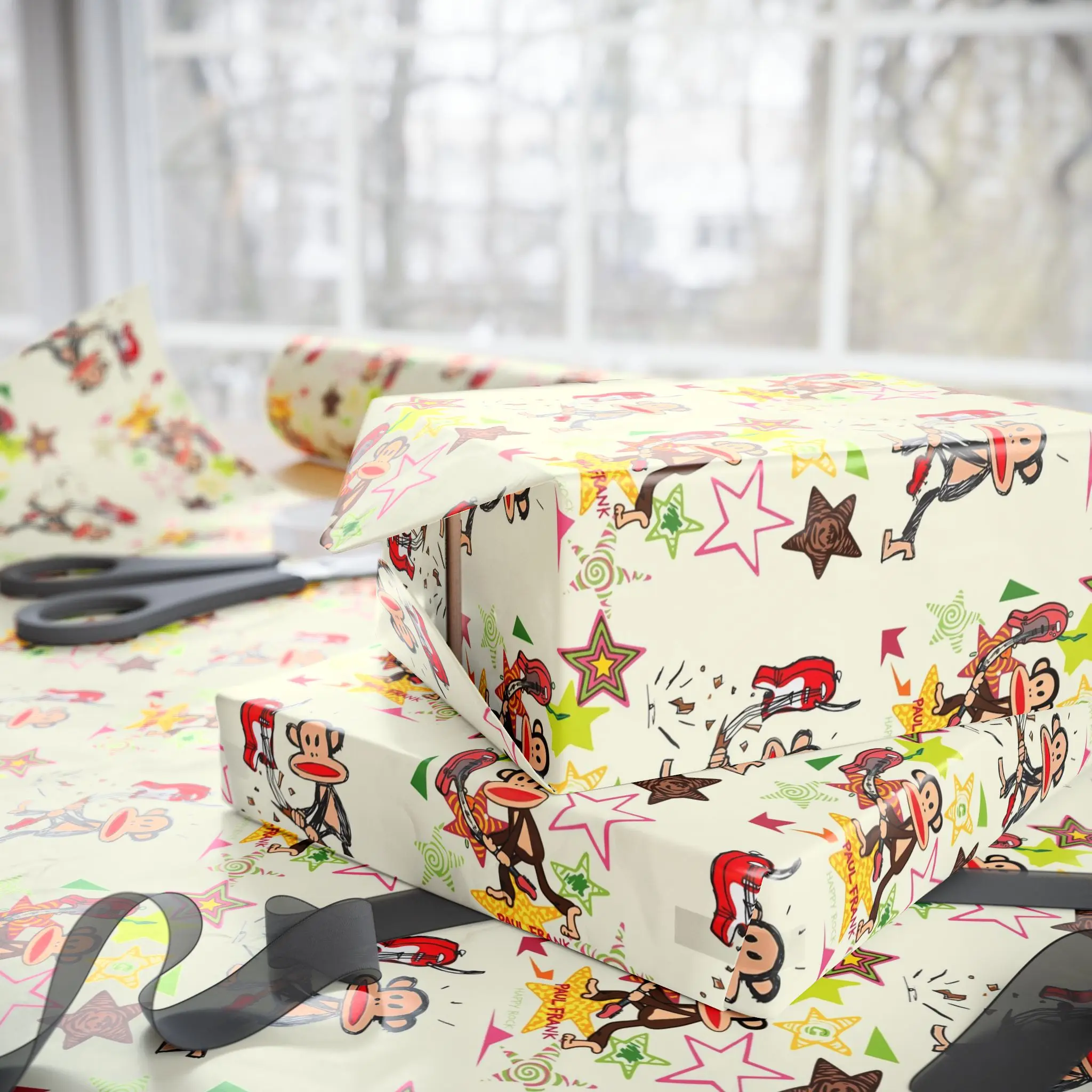 Paul Frank Star Graphic Wrapping Paper, Vintage Paul Frank Rock Guitar Wrapping Paper