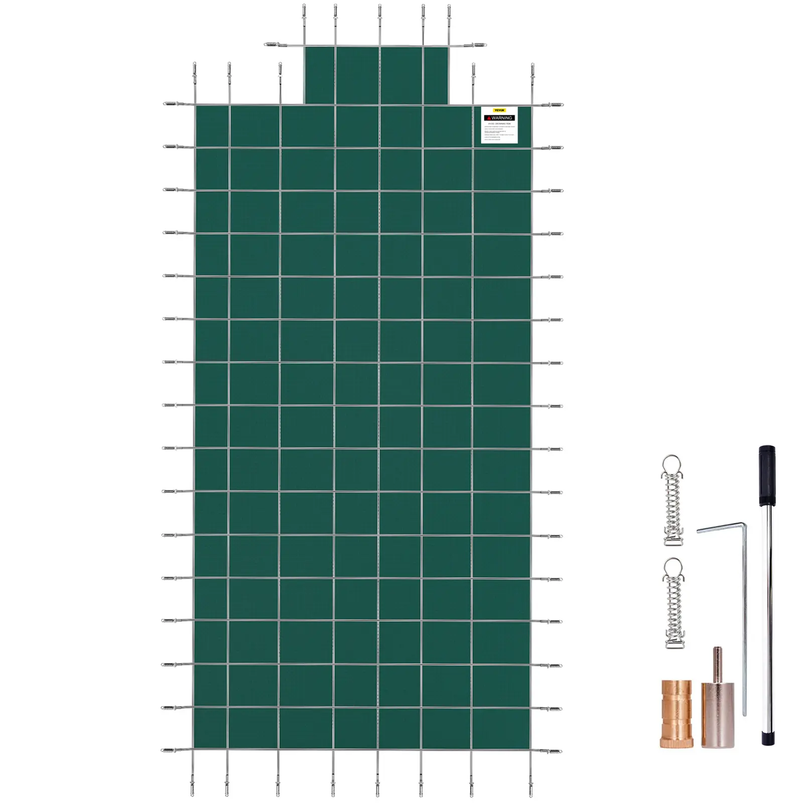 【Summerfinds】VEVOR Pool Safety Cover Fits 20x40ft Rectangle Inground Pools Safety Pool Cover with 4x10ft Center End StepMesh Solid Pool Cover with Drainage Holes for Swimming PoolWinter Safety CoverGreen