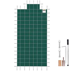 VEVOR Pool Safety Cover Fits 20x40ft Rectangle Inground Pools,  Safety Pool Cover with 4x10ft Center End Step, Mesh Solid Pool Cover with Drainage Holes for Swimming Pool, Winter Safety Cover, Green