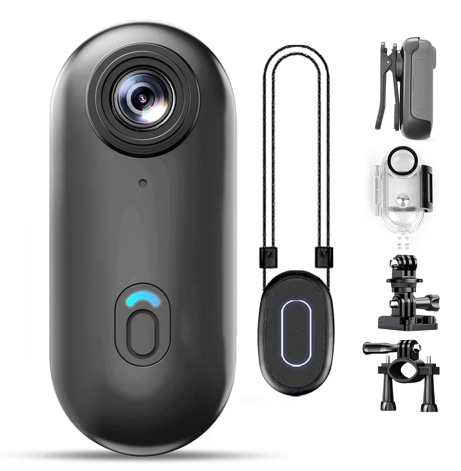 4K Mini WIFI Action Camera Thumb POV Portable Body Cam Wearable Video Recorder with IPX7 Waterproof Underwater Camcorder, Helmet Mount, Magnetic Sport DV for Bike Cycling, Pet