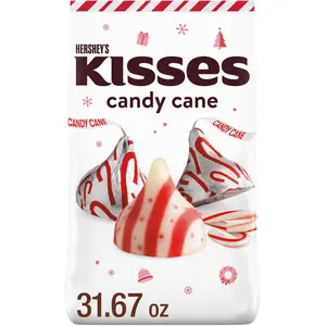 KISSES Candy Cane Flavored, Happy New Year Candy Bulk Bag, 31.67 oz