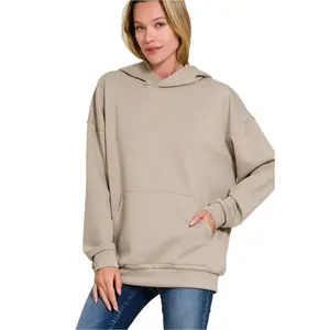 Oversized Scuba Hoodie with Kangaroo Pocket