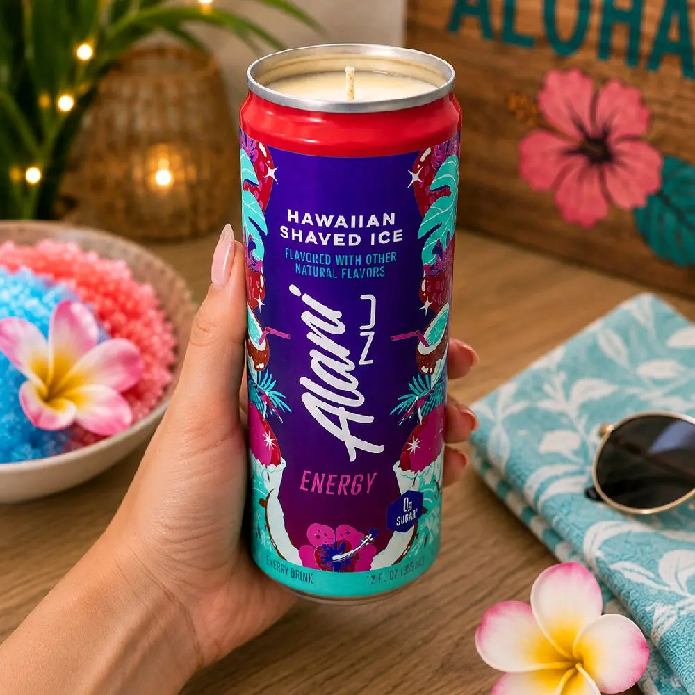 Hawaiian Shaved Ice Candle | Hand-Poured Soy Candle | Repurposed Aluminum Can | Tropical Fruit Fragrance | CanDelight