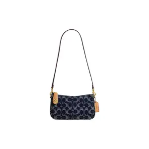 COACH Penn 21 Top-Zip Hobo Bag for Women in Signature Denim, Small Size, Blue