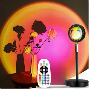 Sunset Lamp Projector Light, Upgraded 180° Rotating 16 RGB Colors Atmosphere Light, sunset moon lamp 4 Modes, Starry Sky Lamp for Bedroom, Couples, Aesthetic Room Decor, Photo Lighting & Gift, Mood lighting Sunset hues, bedroom night light ,#Summervibes