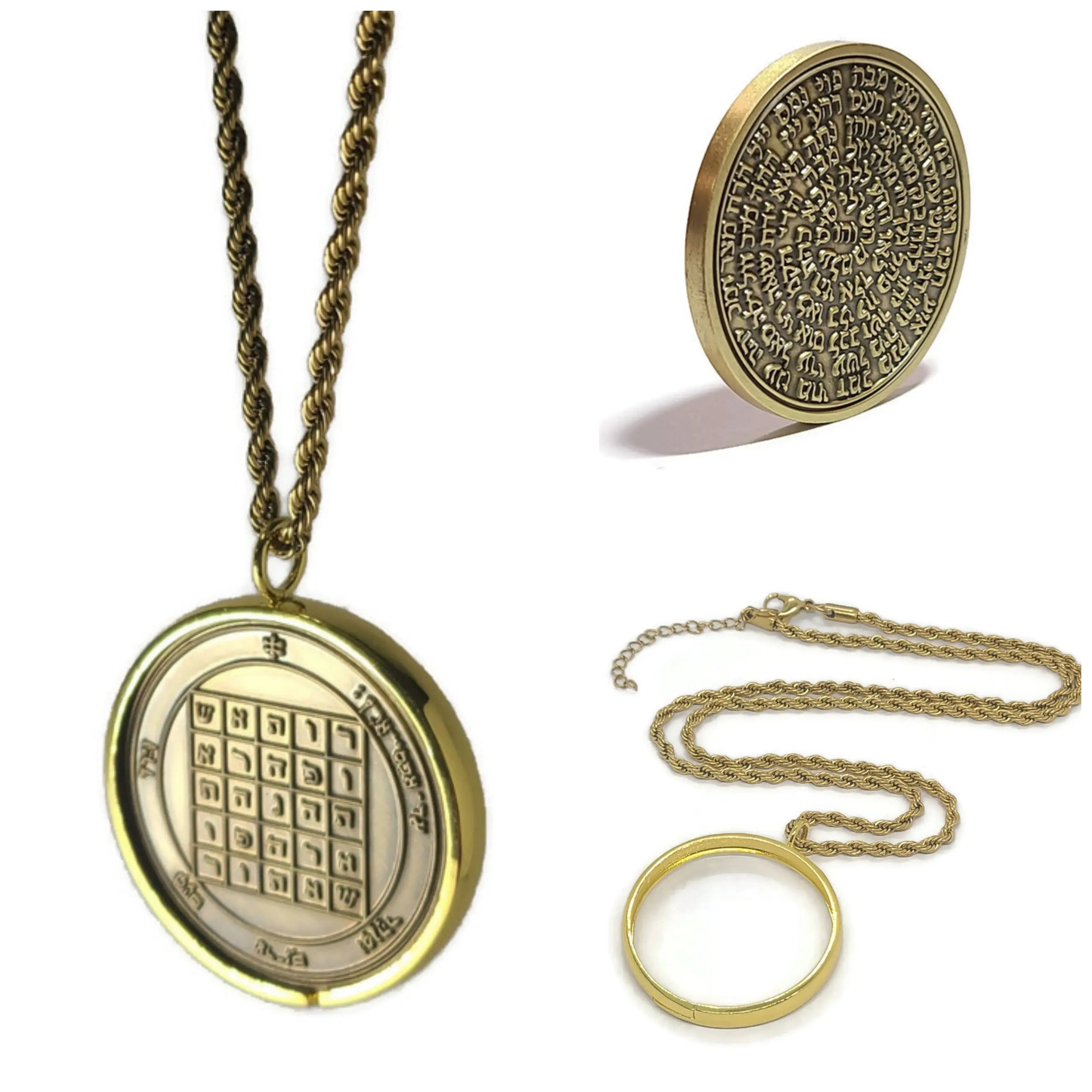 Second Pentacle of Saturn Necklace - Protection & Binding Talisman Pendant with 72 Names of God