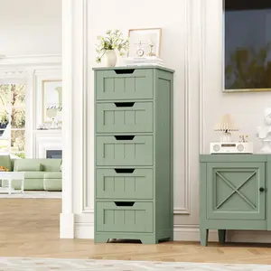 FOTOSOK Modern Bathroom Cabinet, Bathroom Storage Cabinet with 5 Drawers Organizer Unit, 11.8” x 15.7” x 40.1” Bathroom Organizers and Storage for Living Room Bedroom