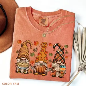 Comfort Colors Fall Gnomes T-Shirt – Cute Thanksgiving Gnome Shirt, Autumn Pumpkin Tee with Leaves Graphic, Cozy Fall Outfit, Perfect Seasonal Top for Men & Women, Unisex Casual Tee