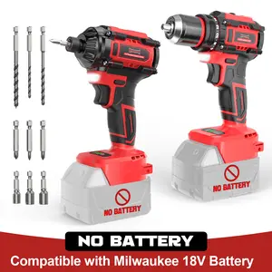 Cordless Drill and Impact Driver Combo Kit Compatible with Milwaukee 18V Battery(NO BATTERY!!), Brushless 1/4" Driver and 3/8" Power Drill with LED Light fathers day gift