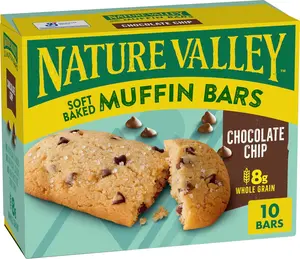 Nature Valley Soft Baked Muffin Bars, Chocolate Chip, Snack Bars, 10 Bars, 12.4 oz