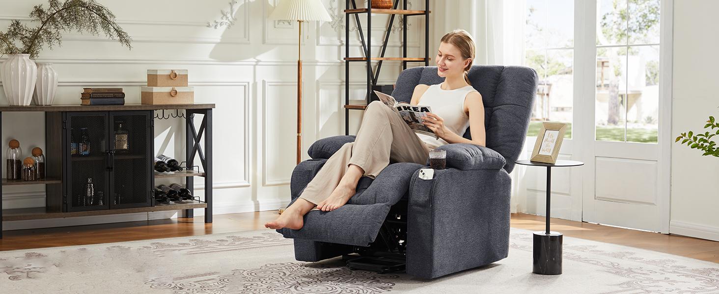 【Deal】Sweet Furniture Comfort Adjustable Recliner Chair with Lumbar Support, Remote Control, 3 Massage Modes, Cup Holders & Vibration Points