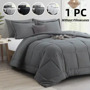 Pure Color Plaid Quilted Blanket 200g, Ultra Soft Breathable Down Alternative, Luxury Hotel Style Washable Bedroom Warmth, Soft Comfy Blanket