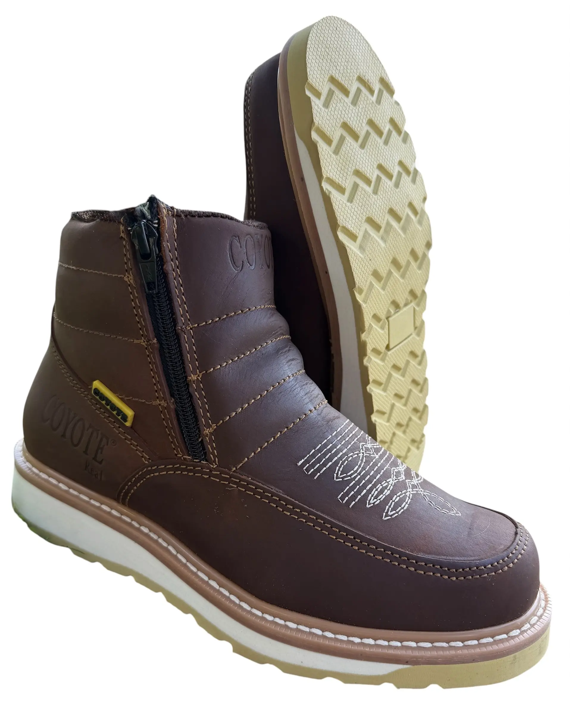 Men's zip up Work chelsea boots soft Toe Slip Resistant genuine leather