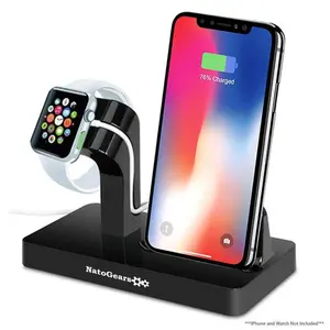 Charging Dock Station For Apple iPhones/ Watches, 2 in 1 Rugged ABS Plastic Cellphone Charger