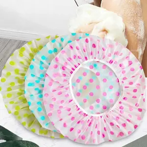 Bathroom Waterproof Shower Cap, 3pcs Polka Dot Pattern Hair Cover, Portable Bath Hair Cap for Home Dormitory Outdoor Travel, Shower Cap Set, Bathroom Accessory, Shower Essentials