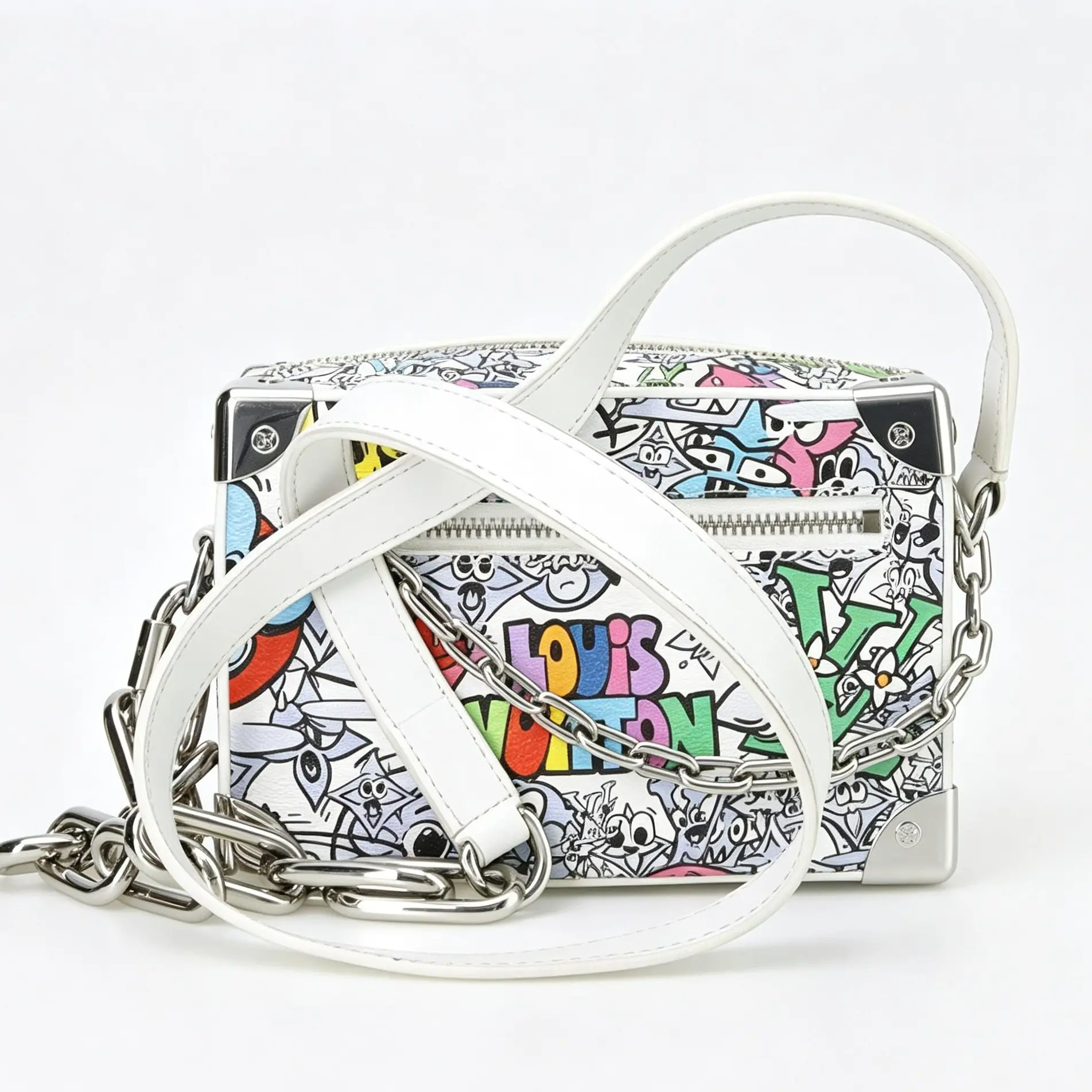 Pre-owned Louis Vuitton LV Graffiti Soft Trunk Box Crossbody Fashion Bag, 18.5*8*12cm, Item No. th3607715, Chic Crossbody Purse