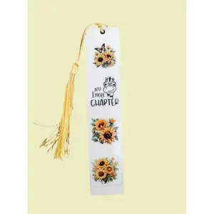 Bookmark - Sublimated double sided tassel bookmark ("Just 1 more chapter") with sunflower images
