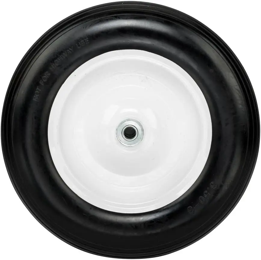 4.00-6 Flat Free Tire with 3/4 & 5/8 Bearings, 1.75"-6.0" Center Hub 13 inch Solid Tire and Wheel for Wheelbarrow Garden Cart Wagon, Never-Flat Wheels
