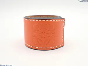 Pre-owned Loewe Orange AnagramLeather Slap Bracelet