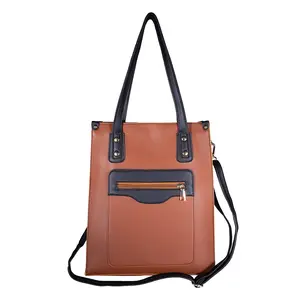 PASSAGE Faux Leather Vertical Tote Bag