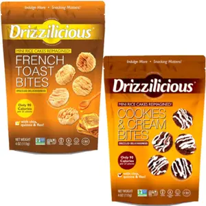 Drizzilicious Mini Rice Cakes 2-Pack Cookies & Cream & French Toast Vegan Gluten-Free Non-GMO Dessert Snack