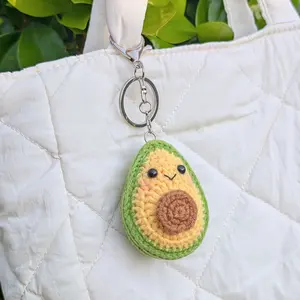 Cute Avocado Crochet Keychain | Handmade Amigurumi Fruit Bag Charm | Adorable Mini Amigurumi Gifts