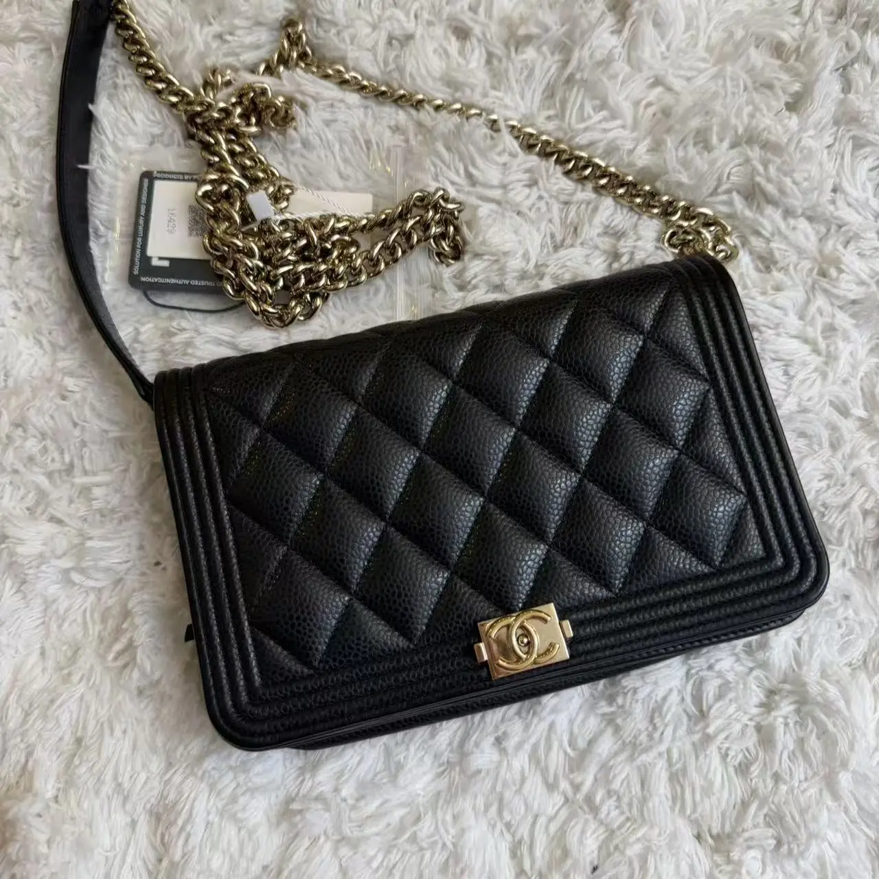 Pre-owned CHANEL Caviar Crossbody Bags Classic Boy Wallet on Chain (WOC