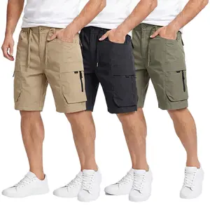 Clean Gent men’s casual cargo shorts with zippered pockets and a buttoned placket—ideal for outdoor hiking, summer leisure, work, golf, and outdoor fun.