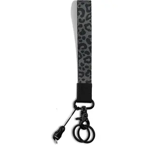 Cute Wrist Lanyard for Keys, Keychain, Wallet, Id Holder, Cell Phone, Wristlet Lanyard Key Chain Holder(Black Leopard)