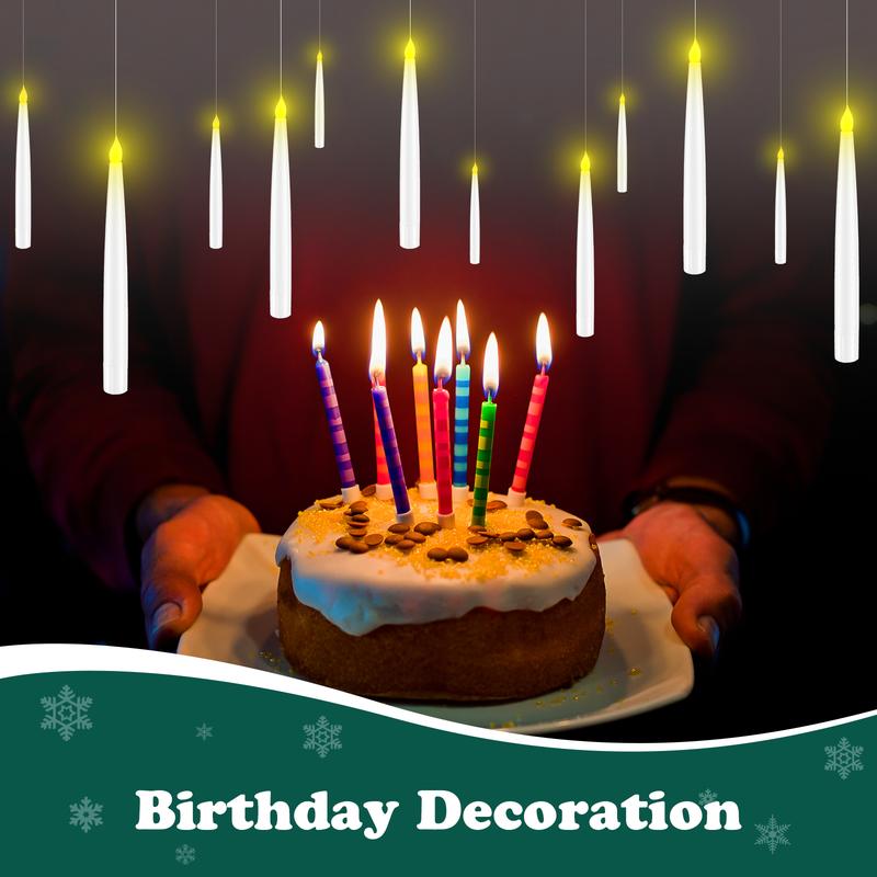 Floating LED Flameless Candles with Remote for Valentine's Day, Christmas & Halloween – 6.6" Battery Operated Flickering Candles for Home and Party Decor