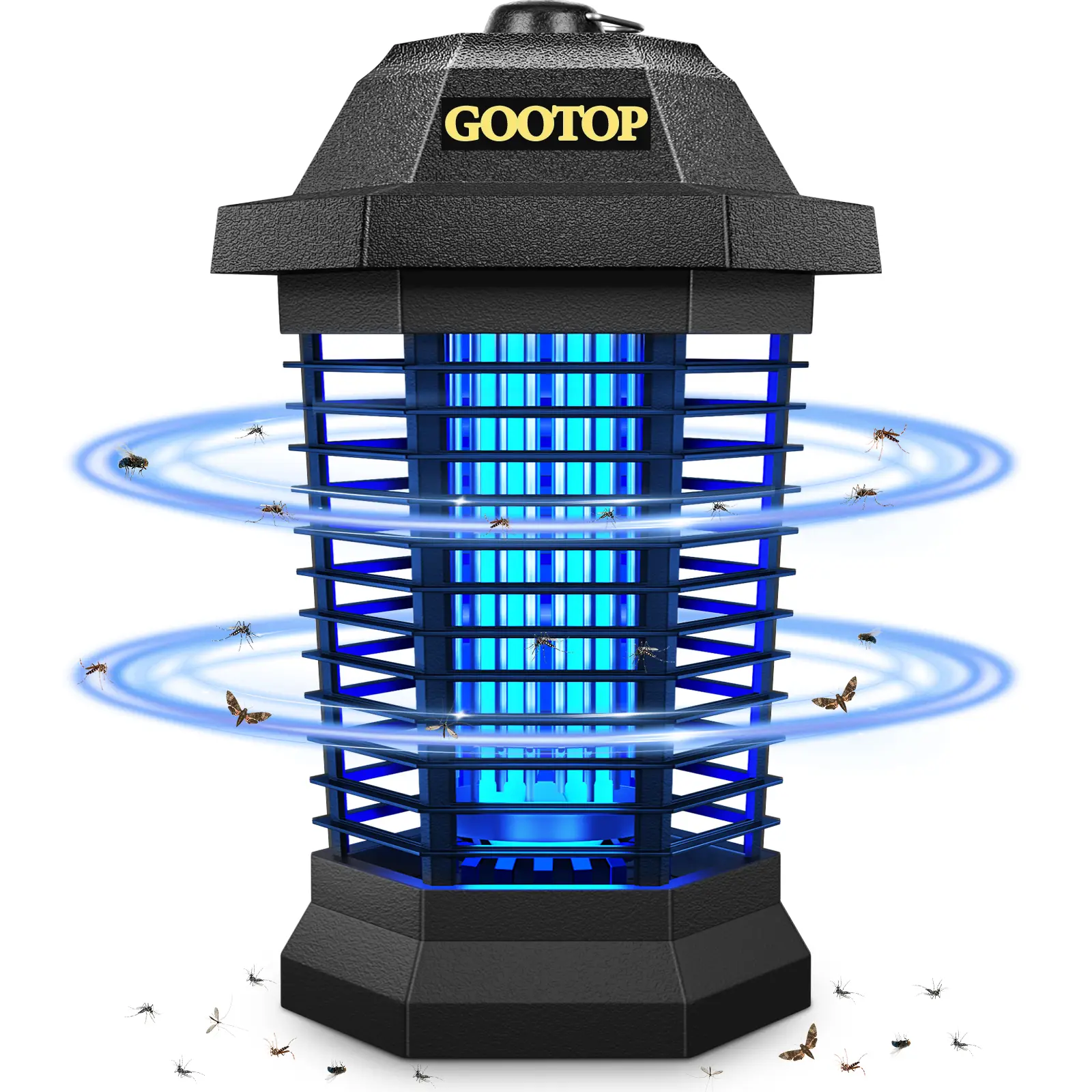 GOOTOP Outdoor Bug Zapper Electric, Fly Traps, Mosquito Killer, 3 Prong Plug, ABS Plastic Outer, Black (90-130V)