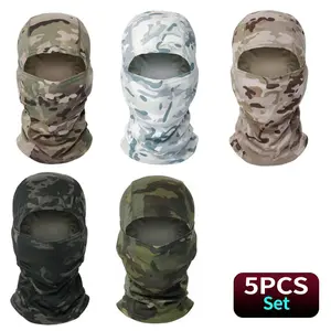 [Father's Day Gift] 5PCS Camouflage Balaclava Face Mask Set for Summer Outdoor Sports Hat for Men & Women Fishing Cycling Camo Style